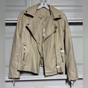 Max Studio Light Beige Leather Jacket